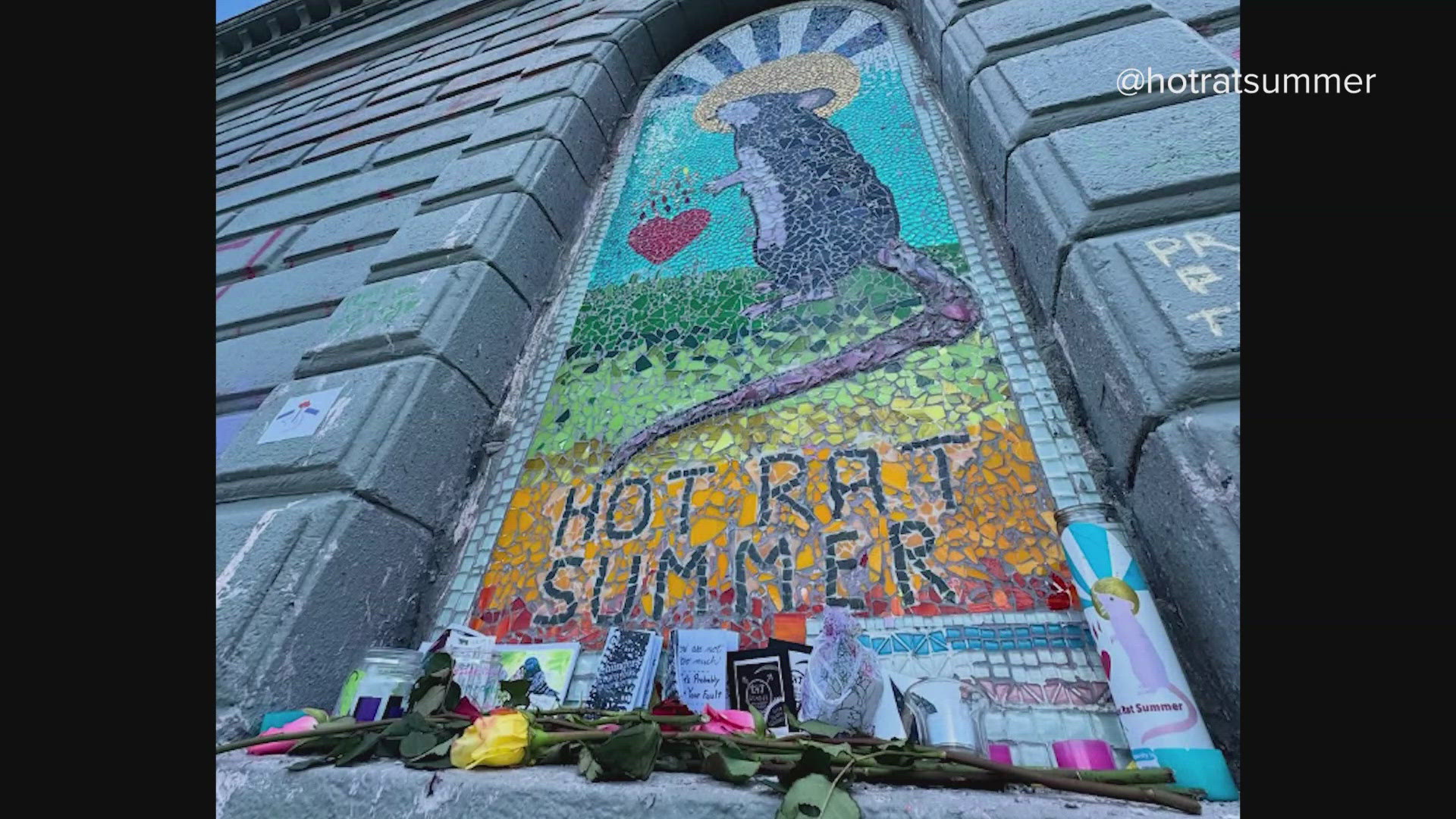 The tile mural popped up on a city-owned utility building in Cal Anderson Park.