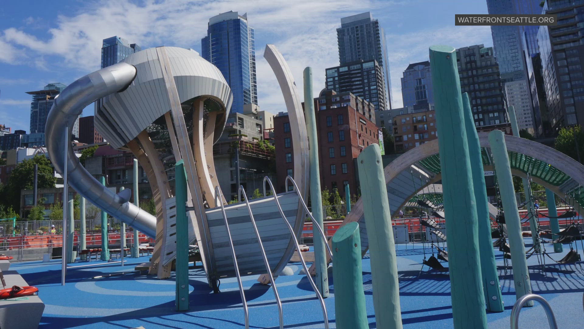 New features include a 25-foot-tall jellyfish-themed climbing structure, an 18-foot slide, and ample seating and shade.