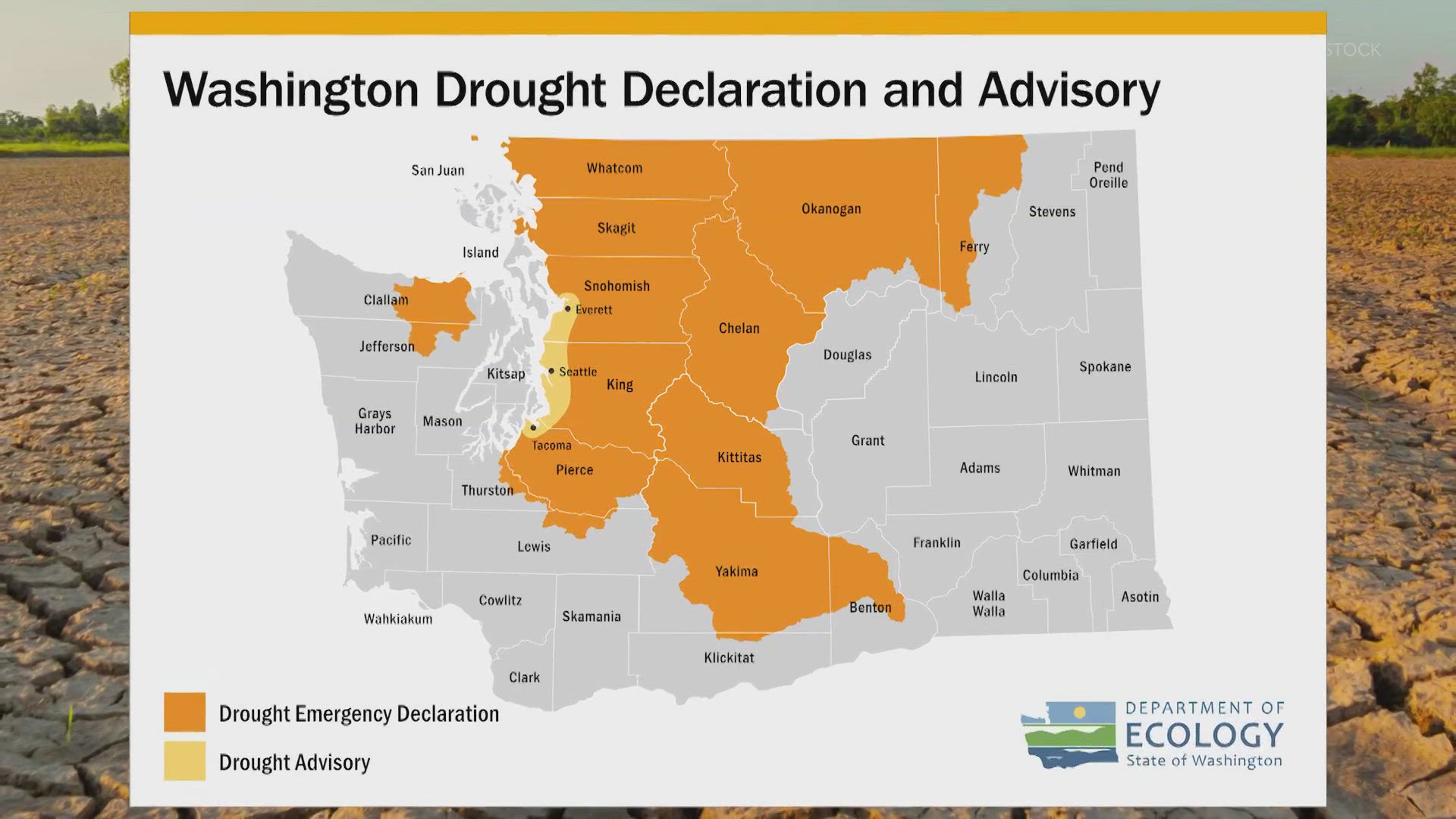 More counties, including King, Snohomish, Pierce and Thurston, as well as some in central Washington, have been placed under a drought emergency.